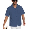 image:imageMens Hawaiian Shirt Short Sleeve Summer Beach Casual Tops Button Down T Shirts with PocketSea Blue