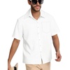 image:imageMens Hawaiian Shirt Short Sleeve Summer Beach Casual Tops Button Down T Shirts with PocketWhite