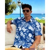 image:imageMens Hawaiian Shirt Short Sleeve Summer Beach Casual Tops Button Down T Shirts with PocketWhite Flower Blue