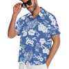 image:imageMens Hawaiian Shirt Short Sleeve Summer Beach Casual Tops Button Down T Shirts with PocketWhite Flower Blue