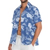 image:imageMens Hawaiian Shirt Short Sleeve Summer Beach Casual Tops Button Down T Shirts with PocketWhite Flower Blue