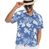 image:imageMens Hawaiian Shirt Short Sleeve Summer Beach Casual Tops Button Down T Shirts with PocketWhite Flower Blue
