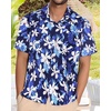 image:imageMens Hawaiian Shirt Short Sleeve Summer Beach Casual Tops Button Down T Shirts with PocketWhite Navy Floral