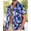 image:imageMens Hawaiian Shirt Short Sleeve Summer Beach Casual Tops Button Down T Shirts with PocketWhite Navy Floral