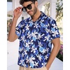 image:imageMens Hawaiian Shirt Short Sleeve Summer Beach Casual Tops Button Down T Shirts with PocketWhite Navy Floral