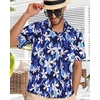 image:imageMens Hawaiian Shirt Short Sleeve Summer Beach Casual Tops Button Down T Shirts with PocketWhite Navy Floral