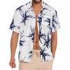 image:imageMens Hawaiian Shirt Short Sleeve Summer Beach Casual Tops Button Down T Shirts with PocketWhite Navy Palm Tree