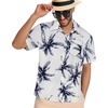 image:imageMens Hawaiian Shirt Short Sleeve Summer Beach Casual Tops Button Down T Shirts with PocketWhite Navy Palm Tree
