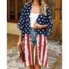 image:imageWomens Kimono Swimsuit Coverups Summer Beach Casual Loose Cardigans for Swimwear 2026Blue Red Flag Star