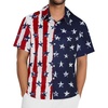 image:imageMens Hawaiian Shirt Short Sleeve Summer Beach Casual Tops Button Down T Shirts with PocketFlag Navy Tie Star