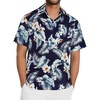 Navy Blue White Leaf