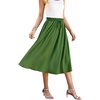 image:imageWEACZZY Womens Flowy Midi Skirt Drawstring Elastic ALine Pleated Design  Two Side Pockets HighWaist Lightweight Stretch Polyester Breathable Comfortable Casual Beach Work amp Party Summer SkirtArmy Green