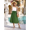image:imageWEACZZY Womens Flowy Midi Skirt Drawstring Elastic ALine Pleated Design  Two Side Pockets HighWaist Lightweight Stretch Polyester Breathable Comfortable Casual Beach Work amp Party Summer SkirtArmy Green