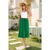 image:imageWEACZZY Womens Flowy Midi Skirt Drawstring Elastic ALine Pleated Design  Two Side Pockets HighWaist Lightweight Stretch Polyester Breathable Comfortable Casual Beach Work amp Party Summer SkirtDark Green