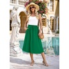 image:imageWEACZZY Womens Flowy Midi Skirt Drawstring Elastic ALine Pleated Design  Two Side Pockets HighWaist Lightweight Stretch Polyester Breathable Comfortable Casual Beach Work amp Party Summer SkirtDark Green