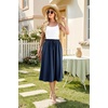 image:imageWEACZZY Womens Flowy Midi Skirt Drawstring Elastic ALine Pleated Design  Two Side Pockets HighWaist Lightweight Stretch Polyester Breathable Comfortable Casual Beach Work amp Party Summer SkirtNavy Blue