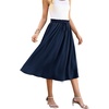 image:imageWEACZZY Womens Flowy Midi Skirt Drawstring Elastic ALine Pleated Design  Two Side Pockets HighWaist Lightweight Stretch Polyester Breathable Comfortable Casual Beach Work amp Party Summer SkirtNavy Blue