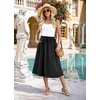 image:imageWEACZZY Womens Flowy Midi Skirt Drawstring Elastic ALine Pleated Design  Two Side Pockets HighWaist Lightweight Stretch Polyester Breathable Comfortable Casual Beach Work amp Party Summer Skirt01 Black