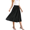 image:imageWEACZZY Womens Flowy Midi Skirt Drawstring Elastic ALine Pleated Design  Two Side Pockets HighWaist Lightweight Stretch Polyester Breathable Comfortable Casual Beach Work amp Party Summer Skirt01 Black