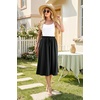 image:imageWEACZZY Womens Flowy Midi Skirt Drawstring Elastic ALine Pleated Design  Two Side Pockets HighWaist Lightweight Stretch Polyester Breathable Comfortable Casual Beach Work amp Party Summer Skirt01 Black