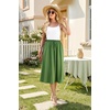 image:imageWEACZZY Womens Flowy Midi Skirt Drawstring Elastic ALine Pleated Design  Two Side Pockets HighWaist Lightweight Stretch Polyester Breathable Comfortable Casual Beach Work amp Party Summer SkirtArmy Green