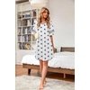 image:imageWEACZZY Womens Sleep Shirt Short Sleeve Nightgown Loose Fit Breathable  Crew Neck Soft Polyester Blend Sleepwear Solid Colors Floral Prints Pajama Dress Loungewear House Casual Daily WearNavy Star White