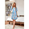 image:imageWEACZZY Womens Sleep Shirt Short Sleeve Nightgown Loose Fit Breathable  Crew Neck Soft Polyester Blend Sleepwear Solid Colors Floral Prints Pajama Dress Loungewear House Casual Daily WearFloral Light Blue