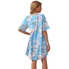 image:imageWEACZZY Womens Sleep Shirt Short Sleeve Nightgown Loose Fit Breathable  Crew Neck Soft Polyester Blend Sleepwear Solid Colors Floral Prints Pajama Dress Loungewear House Casual Daily WearFloral Light Blue