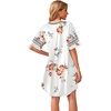 image:imageWEACZZY Womens Sleep Shirt Short Sleeve Nightgown Loose Fit Breathable  Crew Neck Soft Polyester Blend Sleepwear Solid Colors Floral Prints Pajama Dress Loungewear House Casual Daily WearFloral White