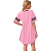 image:imageWEACZZY Womens Sleep Shirt Short Sleeve Nightgown Loose Fit Breathable  Crew Neck Soft Polyester Blend Sleepwear Solid Colors Floral Prints Pajama Dress Loungewear House Casual Daily WearPink