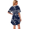 image:imageWEACZZY Womens Sleep Shirt Short Sleeve Nightgown Loose Fit Breathable  Crew Neck Soft Polyester Blend Sleepwear Solid Colors Floral Prints Pajama Dress Loungewear House Casual Daily WearWhite Navy