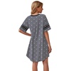 image:imageWEACZZY Womens Sleep Shirt Short Sleeve Nightgown Loose Fit Breathable  Crew Neck Soft Polyester Blend Sleepwear Solid Colors Floral Prints Pajama Dress Loungewear House Casual Daily WearDot Navy Blue