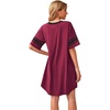 image:imageWEACZZY Womens Sleep Shirt Short Sleeve Nightgown Loose Fit Breathable  Crew Neck Soft Polyester Blend Sleepwear Solid Colors Floral Prints Pajama Dress Loungewear House Casual Daily WearWine Red