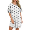 image:imageWEACZZY Womens Sleep Shirt Short Sleeve Nightgown Loose Fit Breathable  Crew Neck Soft Polyester Blend Sleepwear Solid Colors Floral Prints Pajama Dress Loungewear House Casual Daily WearNavy Star White