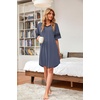 image:imageWEACZZY Womens Sleep Shirt Short Sleeve Nightgown Loose Fit Breathable  Crew Neck Soft Polyester Blend Sleepwear Solid Colors Floral Prints Pajama Dress Loungewear House Casual Daily WearPurple Gray