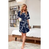 image:imageWEACZZY Womens Sleep Shirt Short Sleeve Nightgown Loose Fit Breathable  Crew Neck Soft Polyester Blend Sleepwear Solid Colors Floral Prints Pajama Dress Loungewear House Casual Daily WearWhite Navy