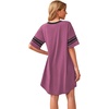 image:imageWEACZZY Womens Sleep Shirt Short Sleeve Nightgown Loose Fit Breathable  Crew Neck Soft Polyester Blend Sleepwear Solid Colors Floral Prints Pajama Dress Loungewear House Casual Daily WearMauve