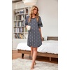image:imageWEACZZY Womens Sleep Shirt Short Sleeve Nightgown Loose Fit Breathable  Crew Neck Soft Polyester Blend Sleepwear Solid Colors Floral Prints Pajama Dress Loungewear House Casual Daily WearDot Navy Blue