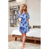 image:imageWEACZZY Womens Sleep Shirt Short Sleeve Nightgown Loose Fit Breathable  Crew Neck Soft Polyester Blend Sleepwear Solid Colors Floral Prints Pajama Dress Loungewear House Casual Daily WearBlue Rainforest