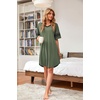 image:imageWEACZZY Womens Sleep Shirt Short Sleeve Nightgown Loose Fit Breathable  Crew Neck Soft Polyester Blend Sleepwear Solid Colors Floral Prints Pajama Dress Loungewear House Casual Daily WearDark Green