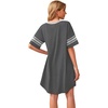 image:imageWEACZZY Womens Sleep Shirt Short Sleeve Nightgown Loose Fit Breathable  Crew Neck Soft Polyester Blend Sleepwear Solid Colors Floral Prints Pajama Dress Loungewear House Casual Daily WearDark Gray