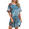 image:imageWEACZZY Womens Sleep Shirt Short Sleeve Nightgown Loose Fit Breathable  Crew Neck Soft Polyester Blend Sleepwear Solid Colors Floral Prints Pajama Dress Loungewear House Casual Daily WearFloral Mix Blue