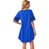 image:imageWEACZZY Womens Sleep Shirt Short Sleeve Nightgown Loose Fit Breathable  Crew Neck Soft Polyester Blend Sleepwear Solid Colors Floral Prints Pajama Dress Loungewear House Casual Daily WearRoyal Blue