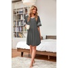 image:imageWEACZZY Womens Sleep Shirt Short Sleeve Nightgown Loose Fit Breathable  Crew Neck Soft Polyester Blend Sleepwear Solid Colors Floral Prints Pajama Dress Loungewear House Casual Daily WearDark Gray