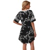 image:imageWEACZZY Womens Sleep Shirt Short Sleeve Nightgown Loose Fit Breathable  Crew Neck Soft Polyester Blend Sleepwear Solid Colors Floral Prints Pajama Dress Loungewear House Casual Daily WearBlack Leaves
