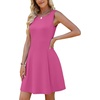 image:imageWEACZZY Womens Summer Sleeveless Dresses Boat Neck ALine Casual Elegant Cocktail Dress with PocketsHot Pink