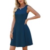 image:imageWEACZZY Womens Summer Sleeveless Dresses Boat Neck ALine Casual Elegant Cocktail Dress with PocketsNavy Blue