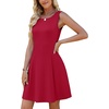 image:imageWEACZZY Womens Summer Sleeveless Dresses Boat Neck ALine Casual Elegant Cocktail Dress with PocketsRed
