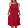 image:imageWEACZZY Womens Summer Sleeveless Dresses Boat Neck ALine Casual Elegant Cocktail Dress with PocketsRed