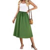image:imageWEACZZY Womens Flowy Midi Skirt Drawstring Elastic ALine Pleated Design  Two Side Pockets HighWaist Lightweight Stretch Polyester Breathable Comfortable Casual Beach Work amp Party Summer SkirtArmy Green